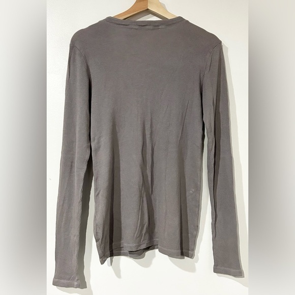 Michael Stars Waffle Knit Thermal Lace Up Top Taupe One Size OS - Picture 3 of 6